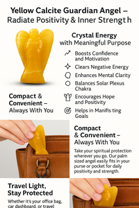 Estatuilla de Ángel de calcita amarilla hecha a mano, piedra guardiana de bolsillo de cristal Natural para curación energética y decoración de regalos - Product Image 5
