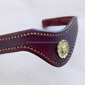Banda de cuero grueso para cejas de caballo, nuevo estilo, resistente, con borde fuerte, banda barroca para cejas, diseño floral de latón - Product Image 1