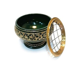 Quemador de incienso de diseño en forma de mini de latón macizo con tapón de cilantro Acabado dorado Estilo indio moderno - Product Image 3