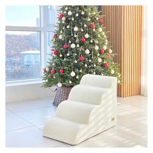 [AllmioPet] Escalier pour chien et chat d'intérieur en tissu nuage ivoire 4 marches AMP 4 IV, marches confortables pour animaux de compagnie pour canapé, lit, hauteur - Product Image 1