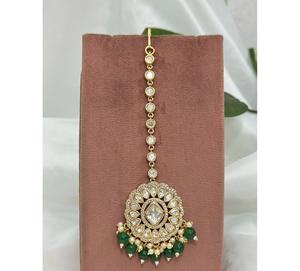 Tikka Polki en laiton plaqué or de qualité supérieure, aspect pierre, moissanite, pour femmes et filles, pour les occasions de mariage - Product Image 1