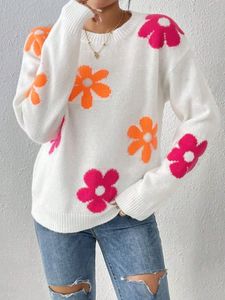 Pull-over décontracté en laine pour femmes, chaud hiver, hauts en tricot sans couture avec motif imprimé élégant, vente en gros sur mesure - Product Image 4