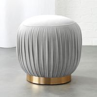 Tabouret Nordique Empilable Gonflable Moderne de Luxe, Petit Pouf en Velours Vert avec Base Dorée, Repose-Pieds pour la Maison