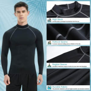 ชุดป้องกันผื่นคันสำหรับผู้ชายชุดป้องกันผื่นสีทึบมีฉลากส่วนตัว - Product Image 5