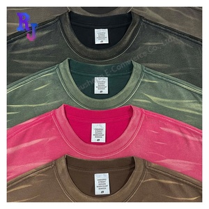 250G T-shirt à logo graphique personnalisé Sun Faded Vintage T-shirt lavé à manches courtes Loose Slim-Fit Smoke Retro Men's Wear t-shirt - Product Image 1