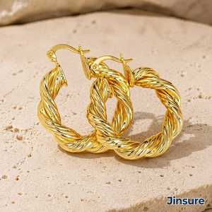 Orecchini a Cerchio con Design Intrecciato, Gioielli Unisex Classici per Uso Quotidiano - Product Image 1