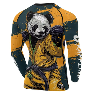 Jiu Jitsu Fitness Swim Shirts MMA for Men Bjj Rashguard Rash Guard Custom Logo High Quality Wholesale Plain <b>Printed</b> Long Sleeves - Product Image 3