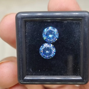 2ชิ้นเพชรมอสซาไนท์สีฟ้าเข้ม VVS ทำด้วยมือสำหรับเครื่องประดับแฟชั่น6.50มม. และต่างหูจี้สร้อยคออื่นๆ - Product Image 2