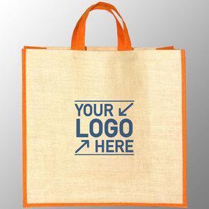 Sac à provisions en jute de grande taille bon marché avec les mêmes poignées en tissu Cadeau promotionnel naturel Shopping Sérigraphie imprimée personnalisée 2046 - Product Image 2