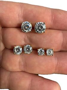 Pendientes de Diamante Moissanite con Corte Portugués, Superventas, con Tachuelas de Plata 925 Chapadas en Oro, Joyería Minimalista de Lujo, Regalo para Ella - Product Image 4