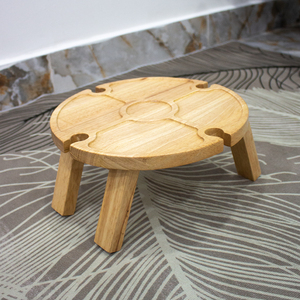 Mesa Camping al aire libre Característica Buen precio más bajo Ligero Plegable Mini redonda Mesa de picnic de madera de goma para exteriores con copa de vino - Product Image 6