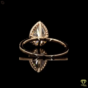 Bague en diamant Moissanite Halo coupe poire Bague de fiançailles en argent 925 plaqué or pour femme - Product Image 4