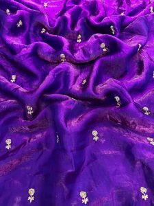 Sari en tissu brodé en soie spatiale, sari de la meilleure qualité - Product Image 6