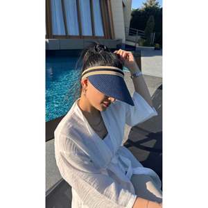 Cappello Visiera in Paglia a Righe Importato Blu Navy con Protezione Solare Hsr2000 - Blu Navy - Product Image 4