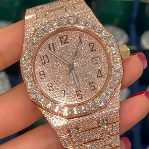 Haute qualité DEF Lab Grown Diamond Iced Watch or blanc bande en acier inoxydable mouvement mécanique automatique Design de luxe nouveau - Product Image 4