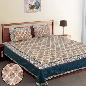 Màu Nâu Tay Khối Barmeri In Vua Kích Thước Đôi Bedsheet Với 2 Gối Bao Gồm Chất Lượng Cao Cấp Trang Trí Nội Thất Bộ Đồ Giường Đặt Bán Buôn