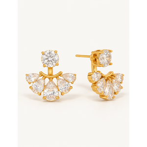 Pendientes de Moissanita con Diseño de Abanico y Solitario - Product Image 1