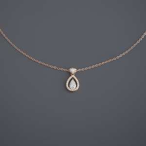 Collier Tendance 185058 Forme Goutte d'Eau Géométrique Moissanite Taille Émeraude Chaînes en Or 14K 18K Disponibles Or Rose - Principal - Product Image 1