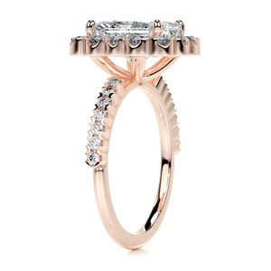 Bague de fiançailles halo en diamant de laboratoire radiant de 2,2 carats, or blanc 14 carats, diamant CVD, clarté VS, certifié IGI, style bohème - Product Image 5