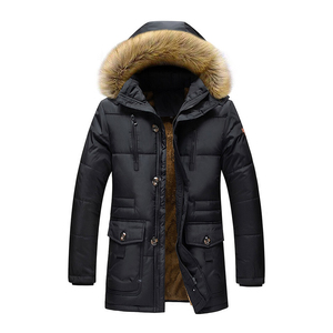 Moda para hombre Parka chaqueta elegante con capucha acolchado aislado grueso impermeable al aire libre cálido invierno Casual piel recortada - Product Image 1