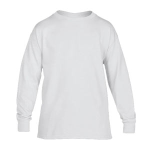 Alta calidad liso manga larga ajuste Regular algodón sensación transpirable antiarrugas cuello redondo Unisex ropa para jóvenes camisetas - Product Image 2