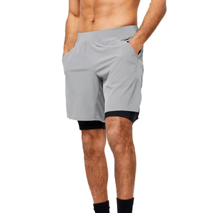 Bermudas informales de doble capa para hombre, pantalones cortos deportivos 2 en 1 para gimnasio, culturismo, entrenamiento - Product Image 1