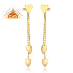 925 <b>Sterling</b> <b>Silver</b> Long Drop <b>Heart</b> Charm <b>Earring</b> <b>Silver</b> Jewelry for Women Gift for Her Dainty Charm - Product Image 2