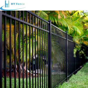 Bahçe tedarikçisi 8 Feet yükseklik düz üst ev çitleri lazer kesim alüminyum siyah çit Metal Palisade eskrim
