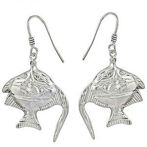 Pendientes Colgantes de Plata 925 con Forma de Pez para Mujer - Declaración de Moda - Product Image 3