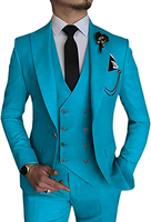 Costume homme élégant, couleur unie, double boutonnage, blazer et pantalon, ensemble 3 pièces, respirant, polyester/coton, costume d'affaires pour homme