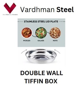 Lonchera de Acero Inoxidable con Doble Pared Aislada, Doble Aislamiento, Doble Frescura, Lonchera de Acero Inoxidable con 2 Compartimentos y 1 Tapa - Product Image 5