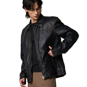 Chaqueta de cuero puro para hombre, nuevo estilo con cremallera, logotipo personalizado, su propio diseño, chaqueta de invierno de cuero para exteriores para hombre - Product Image 1