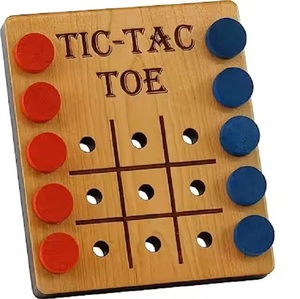 Producto de Venta caliente juego de madera Tic Toe con XOXO rojo azul con juego de rompecabezas de tablero marrón amigos tiempo familiar Pend juego de escritorio - Product Image 1
