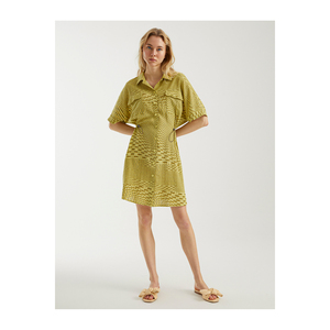 BGN Regular Fit Women's Viscose Blend Half Sleeve Mini Casual Dress with Tire Design - Product Image 1