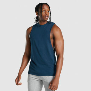 Bonne qualité blanc entraînement Fitness débardeur côtelé débardeur hommes col carré Fitness Gym débardeur pour hommes - Product Image 6