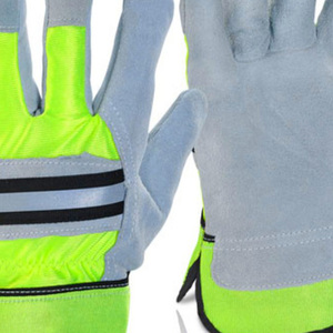 Gants de travail anti-vibration et anti-choc en cuir haute visibilité EN420 pour le contrôle de la circulation et l'industrie mécanique - Product Image 6