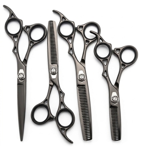 Professional Hair Scissors Titanium Hair Scissors Salon <b>Barber</b> Shears Comb Shear <b>Set</b> Textured Finish Cutting Grooming Tools - Product Image 1