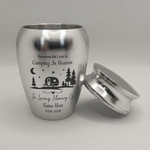 Urnes commémoratives extérieures personnalisées de camping forestier pour la crémation des cendres humaines Urne en acier inoxydable gravée pour l'enterrement Urne de taille personnalisée - Product Image 6