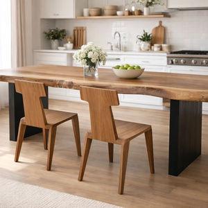 Chaise de salle à manger moderne en bois de monkey pod ou de suar massif, dossier en forme de T, construction solide, design élégant, pour la maison, l'hôtel, le restaurant, le café - Product Image 5