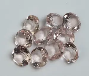 100% morganita Rosa Natural de 5mm a 12mm de forma redonda corte brillante facetado piedra preciosa suelta para la fabricación de joyas