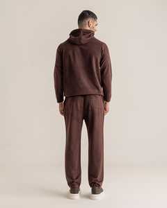 Ensemble de survêtement en velours marron pour homme, vêtements de sport décontractés, sweat-shirt et pantalon de survêtement marron doux, tenue deux pièces, streetwear, vente en gros - Product Image 2