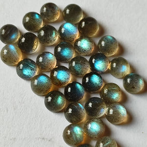 Bleu feu Labradorite indien Cabochon en vrac 8mm pierres précieuses rondes dos plat pierre de lune lisse Cabochon Lot prix de gros - Product Image 1