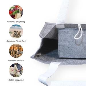 Bolsa de compras de algodón ecológico biodegradable con estilo, Asa de parche con patrón geométrico para uso diario, elementos esenciales sostenibles - Product Image 4