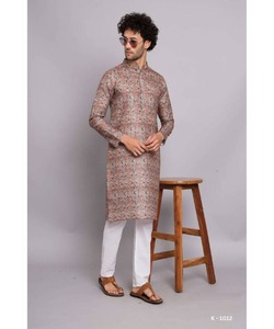 Hiver Coton AchkanBandhgalaSherwaniKurta pour Hommes en Arabe PathaniPajama Style Avec Court Poulet Tissu et Pyjama - Product Image 4