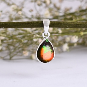 ทำด้วยมือ925จี้เงินสเตอร์ลิงพร้อมหินแอมโมไนต์อัญมณีธรรมชาติชุบทองสีเหลืองเครื่องประดับที่หรูหราของขวัญสำหรับเธอขายส่ง - Product Image 3