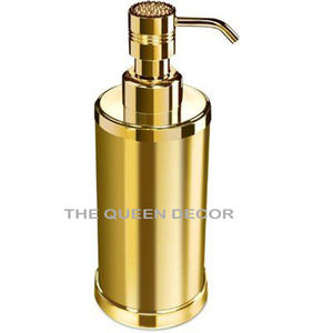 Dispensador de jabón de acero inoxidable con acabado dorado de diseñador clásico hecho a mano indio por encargo para cocina clásica - Product Image 4
