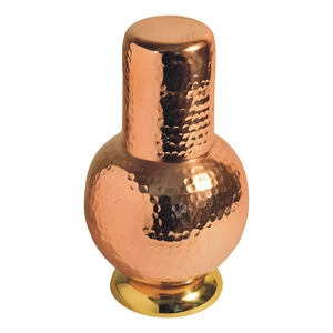 Indian <b>Copper</b> Hammered Surahi <b>Copper</b> Water <b>Bottle</b> With Glass For <b>Drinking</b> Water & Gifting Purpose - Product Image 1
