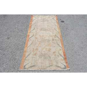 Tapis turc vintage beige et orange 3x5 '-Décoration intérieure unique et confortable - Product Image 1