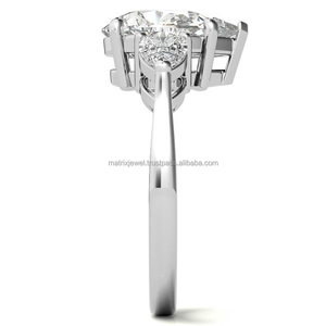3 piedra pera corte moissanita diamante punta ajuste solitario uso diario boda aniversario anillo regalos para mujeres en plata 925 - Product Image 4