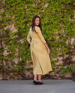 Robe boutonnée bohème Sofia en pur coton, décontractée d'été, occasionnelle, vert poire, vêtements éthiques - Product Image 1